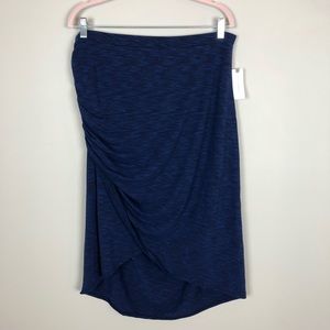 Anthropologie Maeve Navy Draped Midi Skirt Jersey
